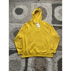 NWT Nike Club Fleece All Over Logo Print Hoodie Men's Mustard Yellow Size 2XL